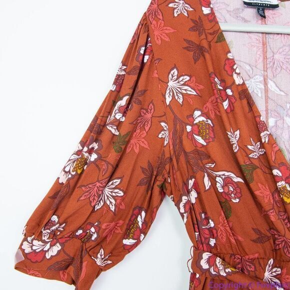 NEW Eloquii Elements Floral Print Midi Wrap Dress with Puff Sleeves, 16 - Picture 13 of 16